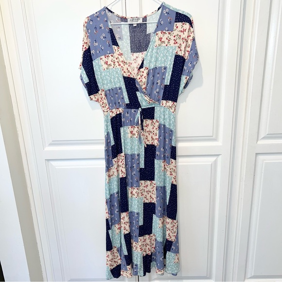 Hayden Los Angeles Patchwork Floral Boho Maxi Dress Prairie Cottagecore S - Picture 2 of 9